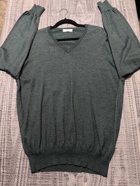 Gran Sasso Deep Green V-neck Knit Sweater